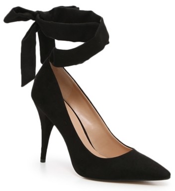 black heels with ribbon ankle tie