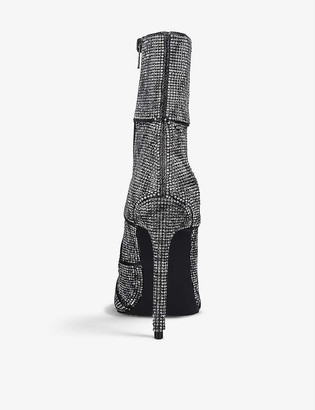 Steve Madden Winona snakeskin-print embellished-woven ankle boots