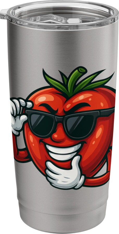 Cool Tomato Cartoon Fruit Character Cool Tomato Cartoon Funny with Sunglasses Stainless Steel Insulated Tumbler