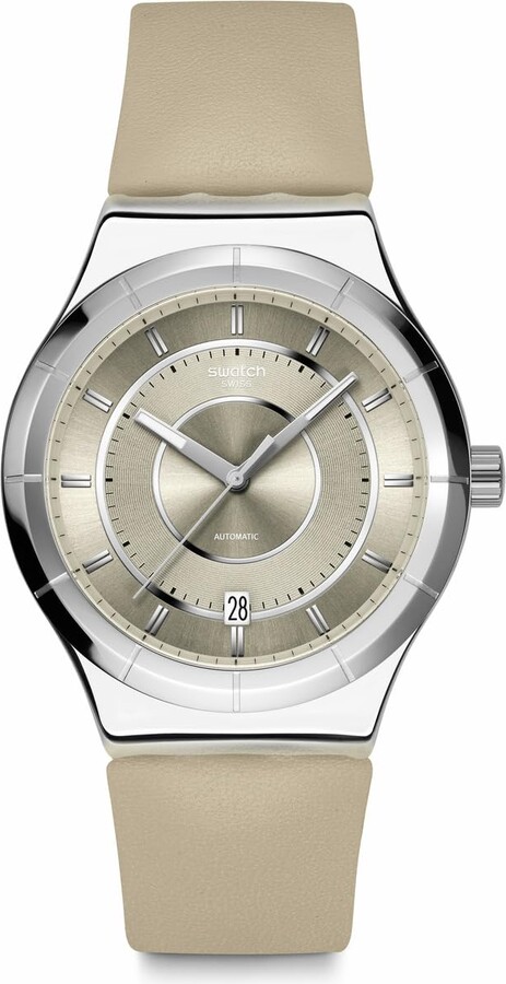 Swatch Irony Sistem51 Unisex Watch Casual Plastic Beige Automatic Waterproof Mocha Dream