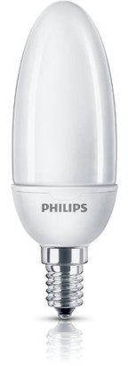 Philips Softone Compact Fluorescent Candle E14 Small Edison Screw Light Bulb, 8 W (35 W Equivalent, 10000 Hours) - Warm White
