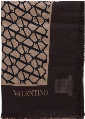 Valentino Toile Iconographe Silk Bandeau Scarf Beige/Red