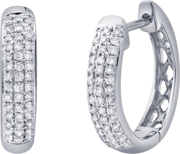 LuvMyJewelry Halo Loop 0.25 Ct 14K Gold Diamond Huggies