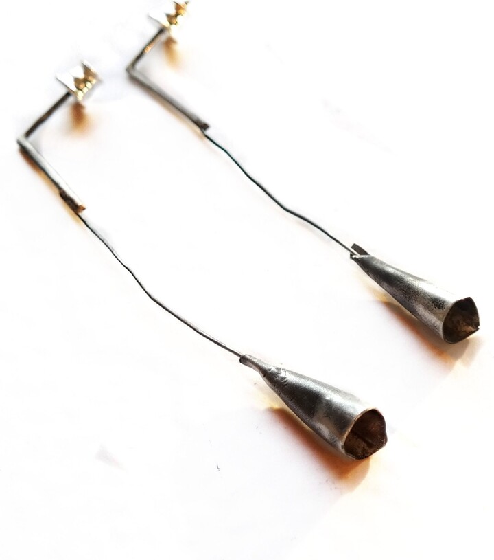 Etsy Organic Silver Earrings Delicate Sterling Jewelry Raw Earrings Long Light Weight