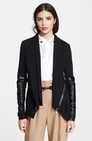 Thumbnail for your product : Milly Leather Sleeve Cardigan
