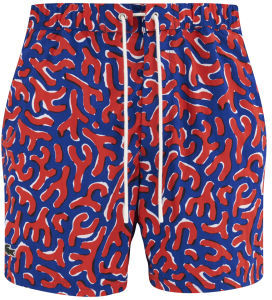 Lacoste L!ve Men's Coral Print Swim Shorts Blue/Red