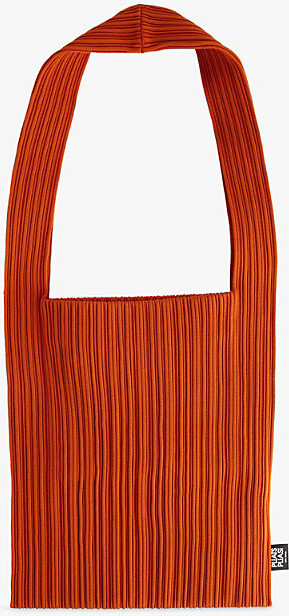 Pleats Please Issey Miyake Womens Dark Orange Pleated Crepe Shoulder Bag 1Size