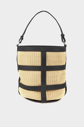 LOUIS VUITTON Shoulder Bag M59961 LV circle petit bucket Raffia/leather  Black Black Women Used