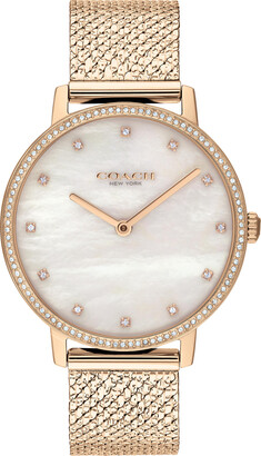 Zales Ladies' Coach Audrey Crystal Accent Rose-Tone Mesh Watch with  Mother-of-Pearl Dial (Model: 14503827) - ShopStyle