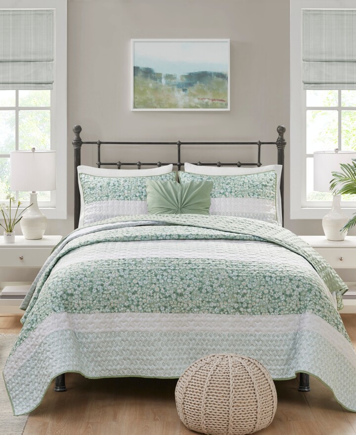 Madison Home USA Caralie Seersucker 4 Piece Quilt Set, King/California King