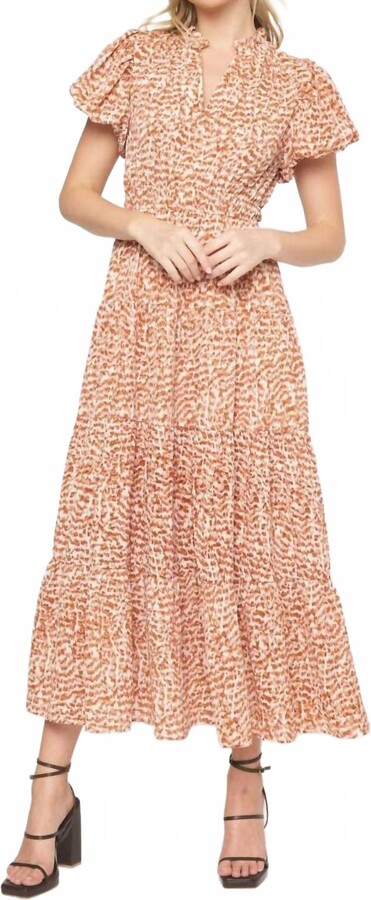 Entro Print Maxi Dress In Clay