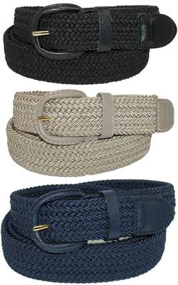 CTM® Men's Elastic Braided Stretch Belt (Pack of 3 Colors), Xlarge