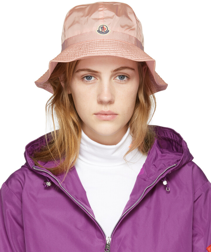 Moncler Pink Logo Bucket Hat - ShopStyle
