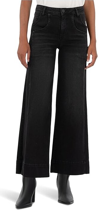 KUT from the Kloth Meg High-rise Fab Ab Wide Leg Double Front Pockets Wide Hem In Glittering Women's Jeans Glittering : 16 27