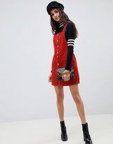 Thumbnail for your product : Miss Selfridge button through pinny dress in rust