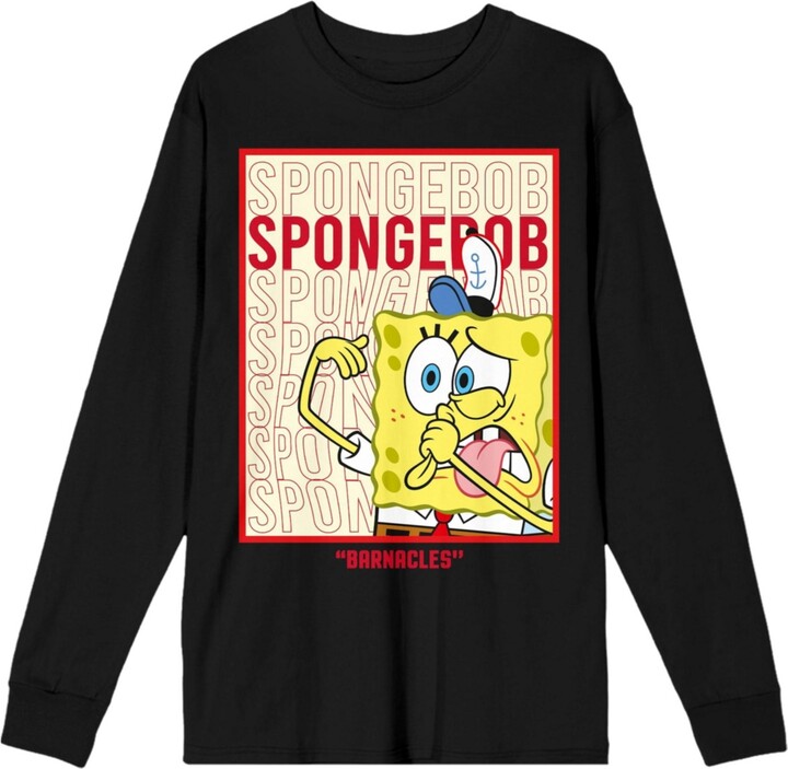 SpongeBob Squarepants Men's The Barnacles Black Long Sleeve Tee- L