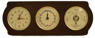 Bey-Berk Brass Quartz Clock, Tide Clock & Barometer/therm on Ash