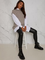 Thumbnail for your product : Chi Chi London Longline Sleeveless Knitted Jumper - Cream