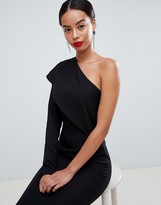 Thumbnail for your product : ASOS Tall DESIGN Tall one shoulder fit and flare midi dress