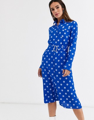Glamorous midi shirt dress in sunflower print - ShopStyle