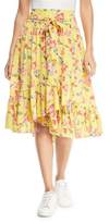 Thumbnail for your product : Joie Denisha Floral-Print Silk Flounce Skirt