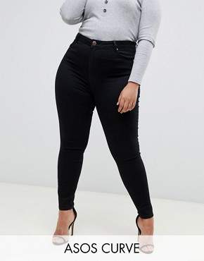ASOS Curve DESIGN Curve Ridley high waist skinny jeans in clean black