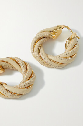 Bottega Veneta Twist Gold-tone And Leather Hoop Earrings