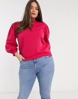 Thumbnail for your product : Vero Moda Curve sweat with puff sleeve in raspberry