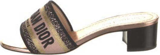 Christian Dior Slides Neutrals Printed Designer