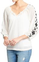 Thumbnail for your product : Old Navy Women's Embroidered Chiffon Blouses