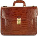 Thumbnail for your product : L.a.p.a. Men's Front Pocket Croco Stamped Italian Leather Briefcase