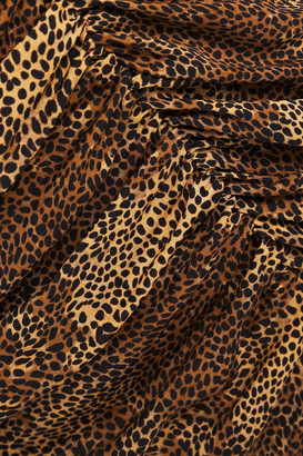 Nicholas Asymmetric Ruched Leopard-print Silk-crepe Dress