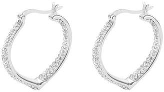 The Love Silver Collection STERLING SILVER DOUBLE CRYSTAL SET HEART SHAPED CREOLE EARRINGS