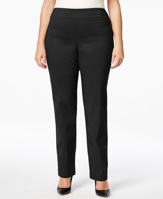 JM Collection Plus Size Tummy Control Pull-On Slim-Leg Pants, Created for Macy's