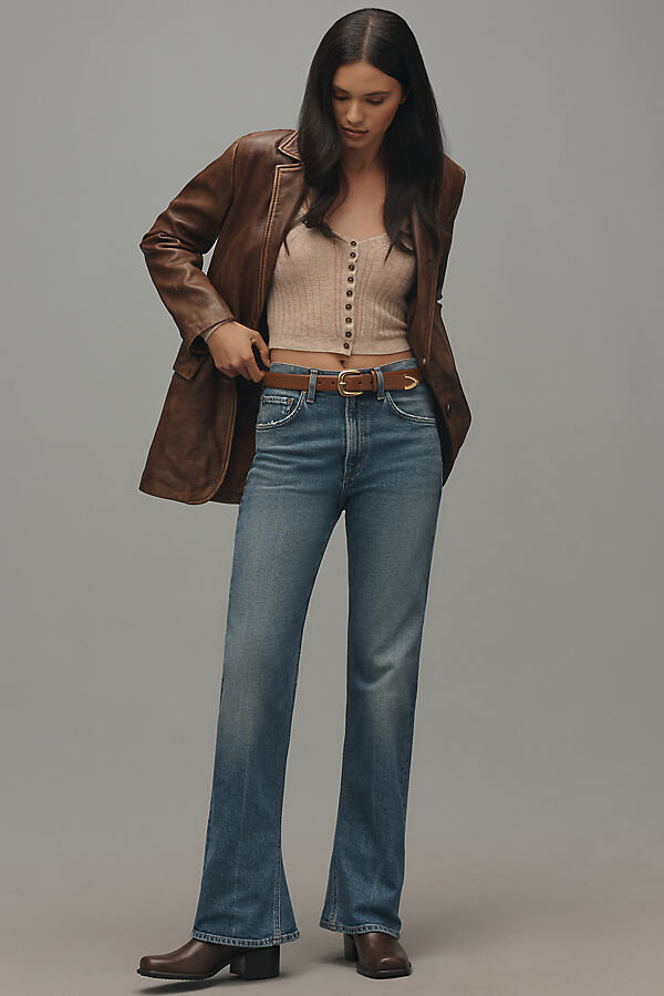 Mid-Rise Kick Boot Ankle Jeans