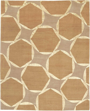 Tufenkian Tranquility Geometric Hand-Knotted Wool/Silk Beige/Brown Area Rug