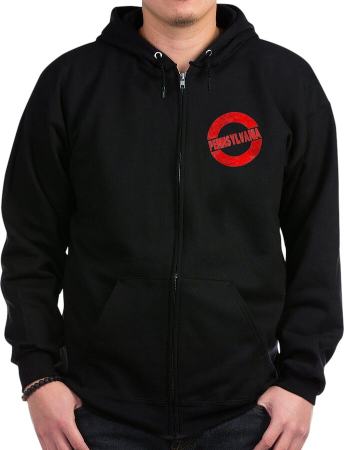 CafePress Rubber Ink Stamp Pennsylvania Sweatshirt Men's Dark Zip-Up Hoodie Sweatshirt Black