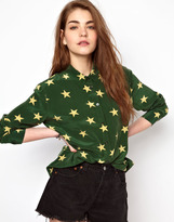 Thumbnail for your product : Equipment Reese Single Pocket Oversized Shirt in Star Print Silk