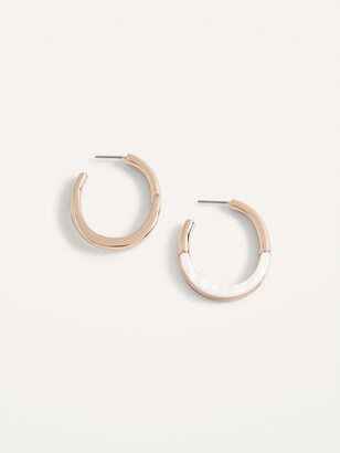 Old Navy Gold-Toned Metal/Shell Hoop Earrings for Women
