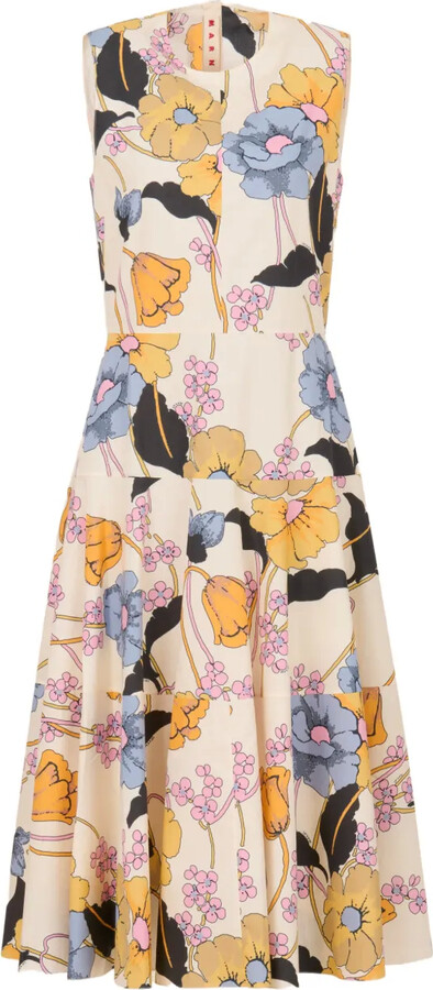 Marni Sleeveless Floral Midi Dress