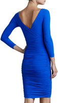 Thumbnail for your product : La Petite Robe di Chiara Boni 20413 La Petite Robe di Chiara Boni Bridgette 3/4-Sleeve V-Neck Ruched Cocktail Dress, Cobalt