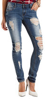 Thumbnail for your product : Charlotte Russe Refuge ""Boyfriend"" Medium Wash Destroyed Jeans