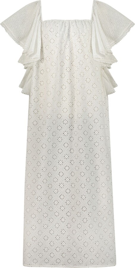 Beccalyn Eyelet Maxi Dress - Resort White Oversized Pinwheel Rayon