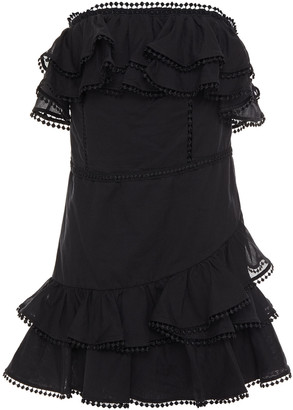 Charo Ruiz Ibiza Tiered Crocheted Lace And Cotton-blend Voile Mini Dress