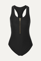 Thumbnail for your product : Heidi Klein Zip-detailed Waffle Swimsuit - Black