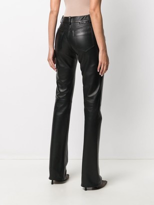 Off-White Logo-Print Leather Slim-Fit Trousers