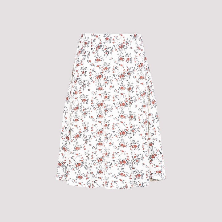 Ganni Printed Crepe Midi Skirt - ShopStyle