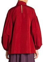 Thumbnail for your product : Valentino Micro Faille Blouson-Sleeve Tieneck Blouse