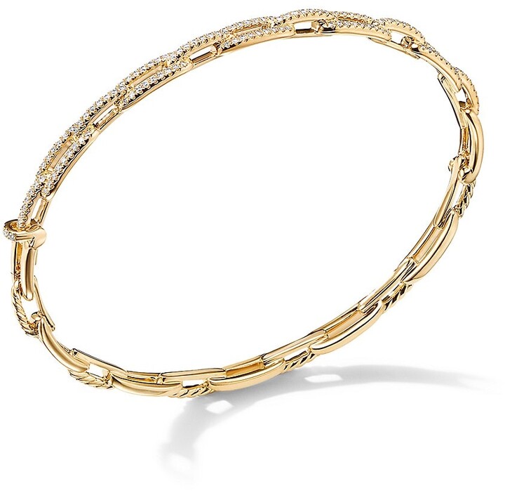 David Yurman Stax Chain Link Bracelet with Diamonds in 18K Yellow Gold