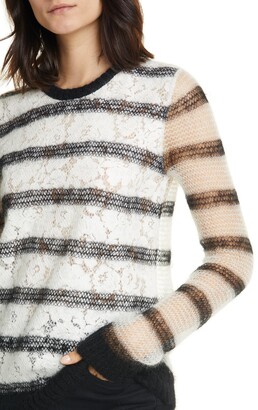 N°21 N21 Lace Front Sheer Stripe Sweater